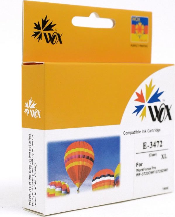 Tusz THI Zgodny Tusz Cyan do Epson WF-3720 WF-3725 / T3472 34XL C13T34724010 / Niebieski / 10.8ml / zamiennik uniwersalny