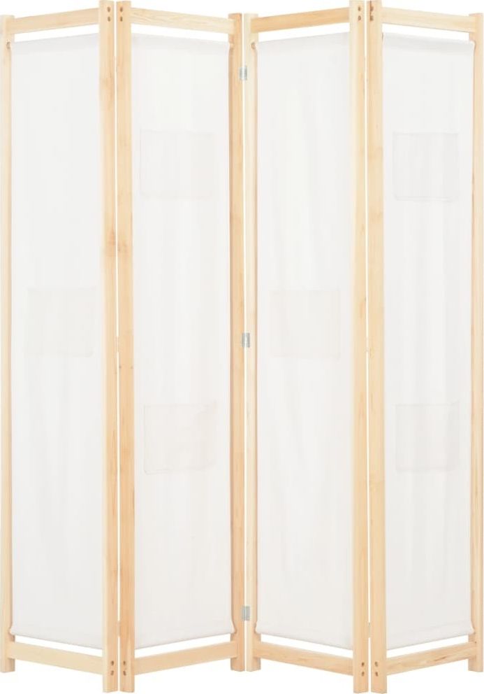 vidaXL Parawan 4-panelowy, kremowy, 160x170x4 cm, tkanina