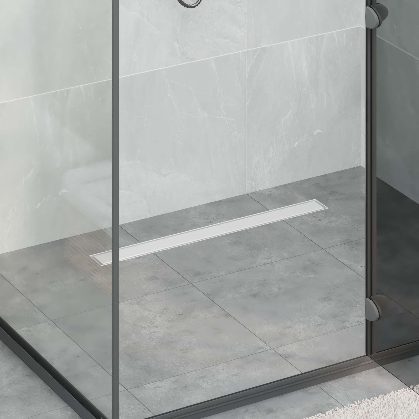 vidaXL Odwodnienie prysznicowe z osłoną szklaną Srebrny 70 cm