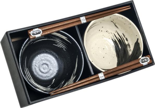 Edo Japan Zestaw misek do dań japońskich czarno-biały, 4 elementy - Edo Japan