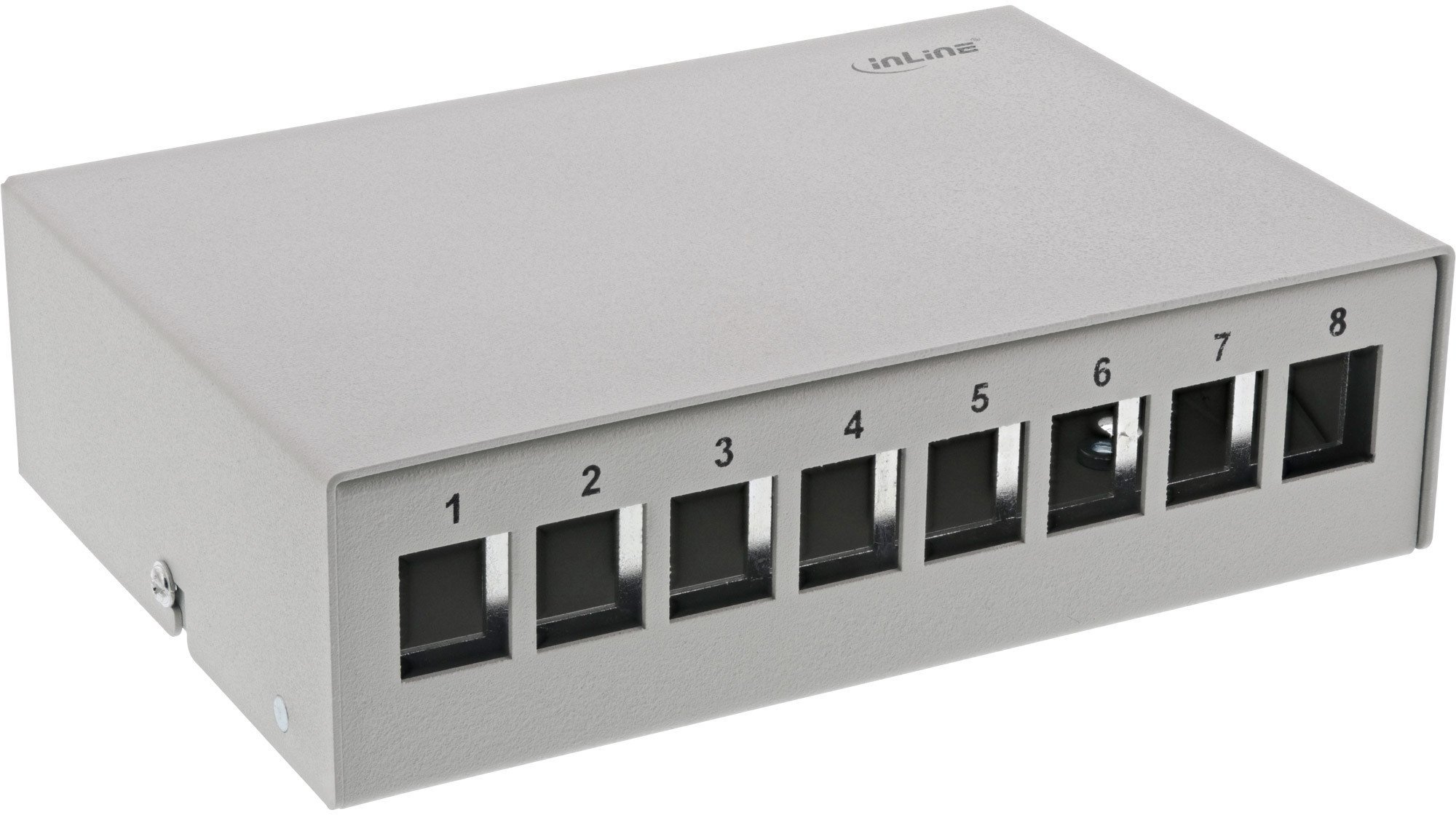 InLine InLine® Desktop Consolidation Point Box 8x Keystone RJ45, metal, light grey RAL7035
