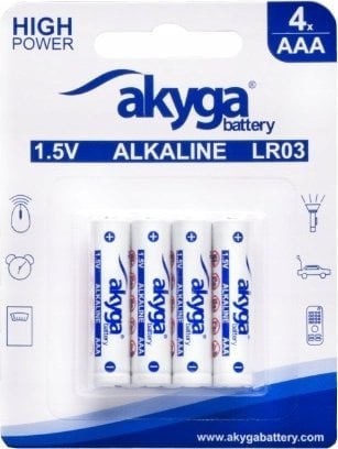 Akyga Bateria alkaliczna Akyga AAA LR03 Zn-MnO2, 1.5V/1300mAh 4szt/blister
