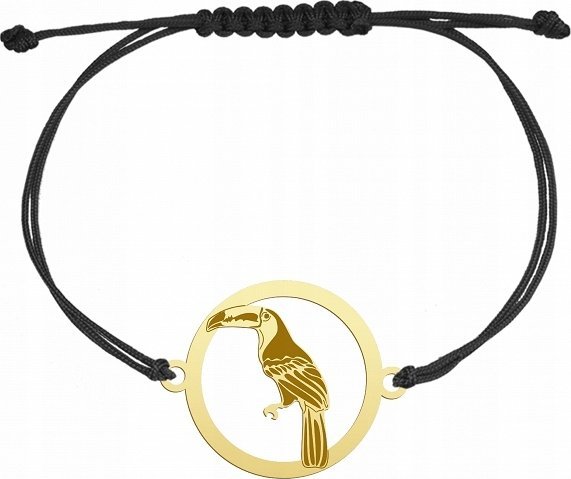 Radziszewska Jewellery Bransoletka Pozłacana Tukan Sznurek 925 Prezent Biżuteria GRAWER GRATIS