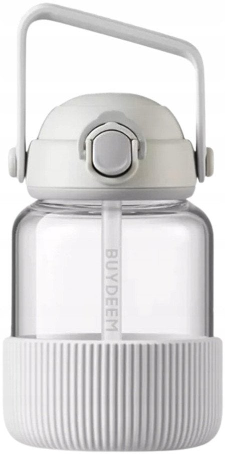 BUYDEEM Szklany bidon ze słomką 800 ml, model DG78, kolor Oat White