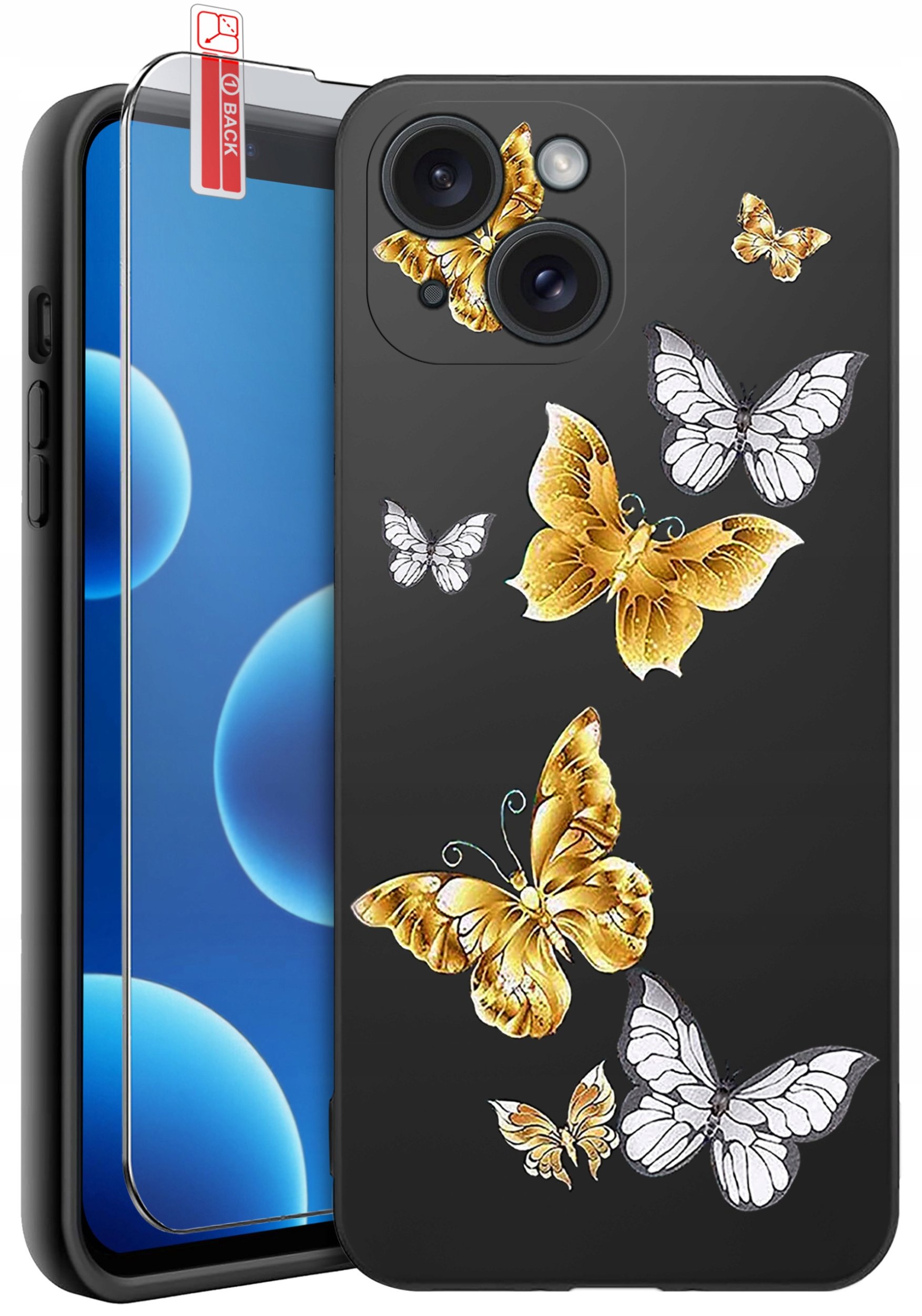 ETUI do iPhone 13 | 14 | WZORY | SILIKONOWE MATT CASE + SZKŁO 9H