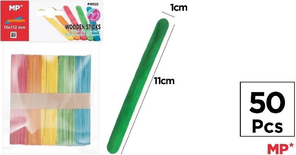 Patyczki drewniane 5 kolorów 50szt EDUKAMP