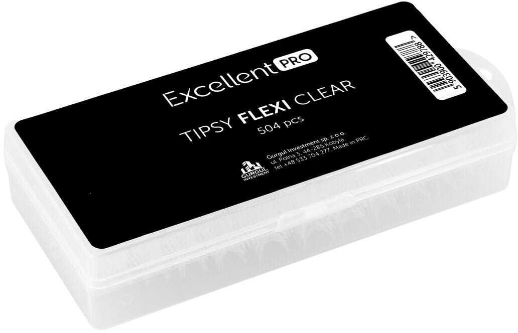 Excellent PRO Tipsy Flexi Clear tunelowe tipsy bez kieszonek z wyprofilowaną krzywą C 504szt