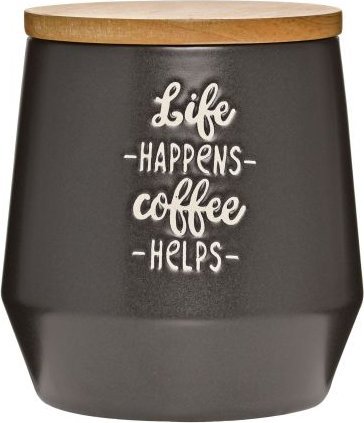 Cilio Pojemnik kuchenny, ceramika/drewno dębowe, 0,5 l, czarny Coffee Culture / Cilio