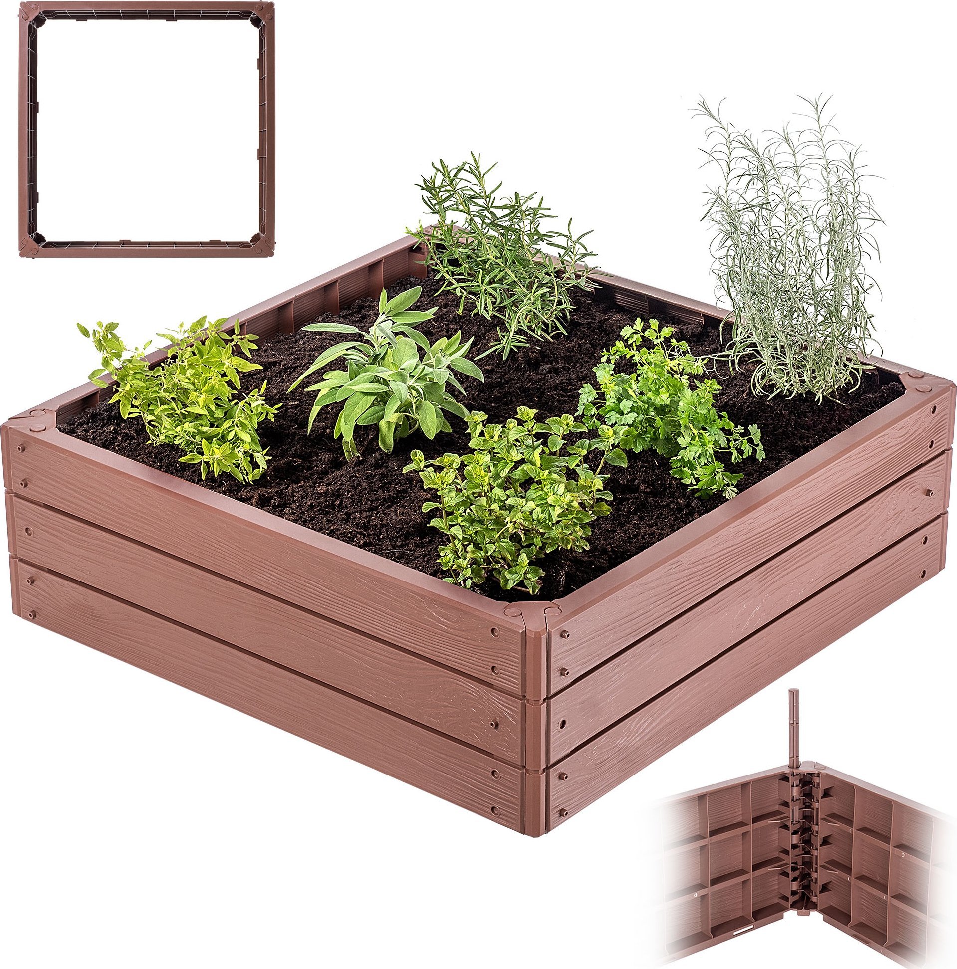 KADAX Warzywniak Podwyższona Grządka Skrzynia Ogrodowa Rabata Brązowa 75x75cm