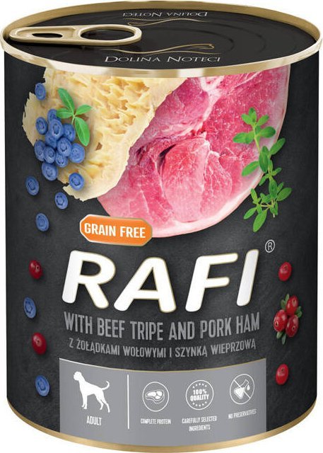 Mokra karma dla psa Rafi żołądki wołowe z szynką 800 g