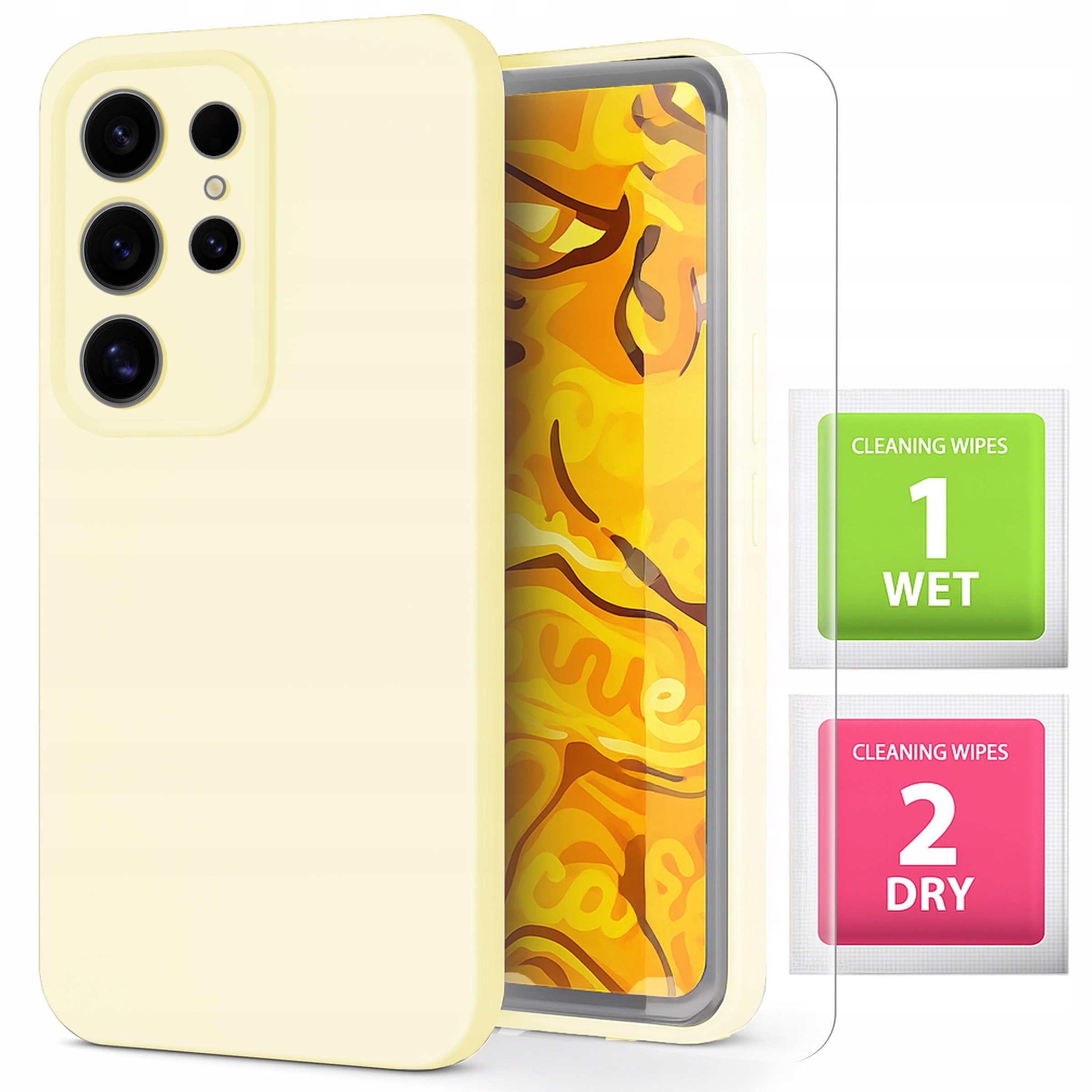 Etui Do Samsung Galaxy S24 Ultra (Jasnożółte, Matowe, Silikonowe) Szkło