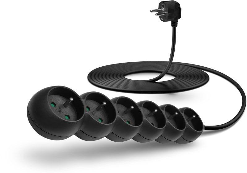 Connect IT Przedłużacz 230 V, 6 gniazdek, 5 m, bez włącznika (czarny)