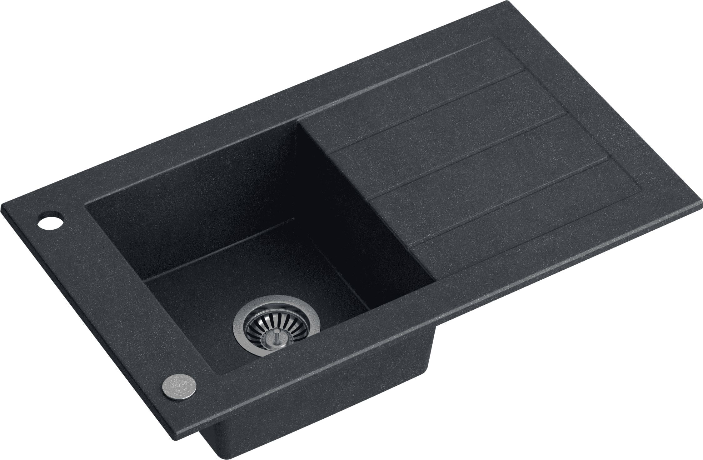 Zlewozmywak WILL granitowy czarny (77x46x18,5) z zaślepką i odpływem