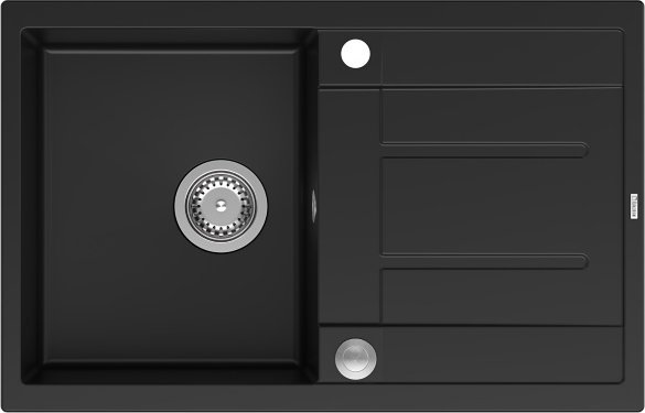 Zlewozmywak GraniteQ MORGAN 111 zlewozmywak pure carbon z syfonem Push To Open 1-komorowy z/o / elementy stal szlachetna