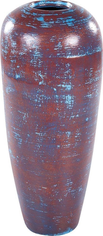 Beliani Wazon dekoracyjny z terakoty 59 cm brązowo-niebieski DOJRAN