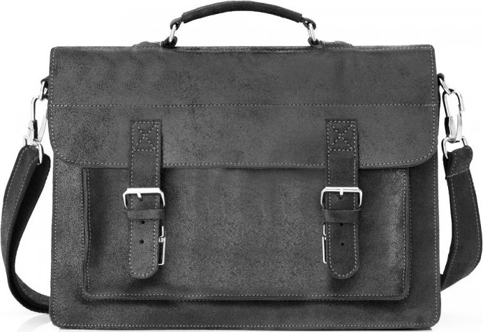 Solome SZARA SKÓRZANA TORBA LISTONOSZKA NA RAMIĘ SOLOME