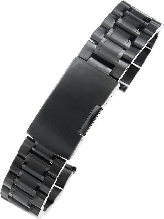 AlleTime Czarna stalowa bransoleta do zegarka SB1801 - 18mm
