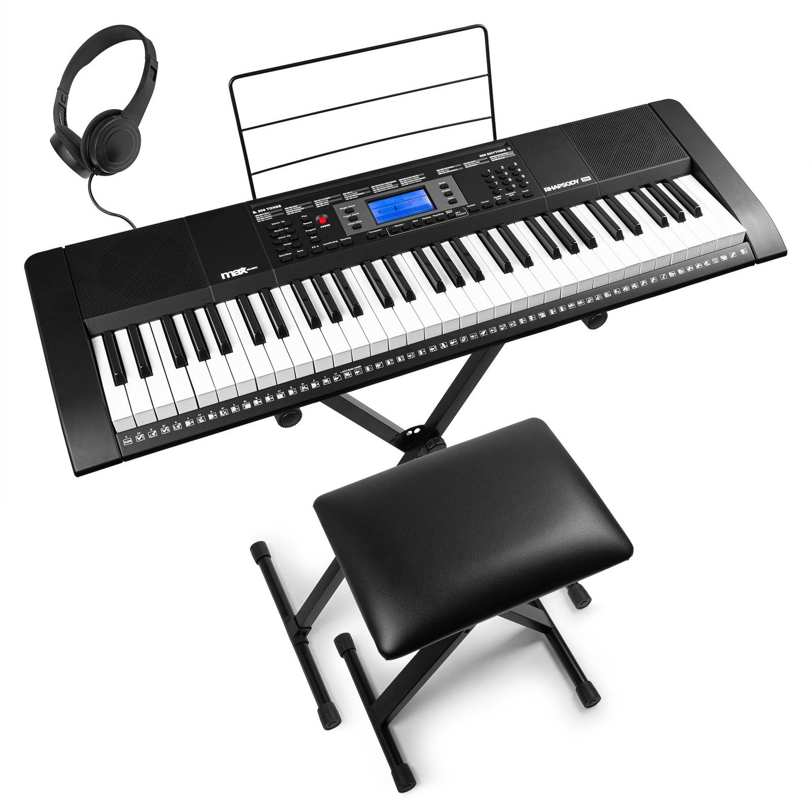 Zestaw: Keyboard 61-klawiszy czułych na dotyk Rhapsody61M Max + statyw, ławka, słuchawki one size