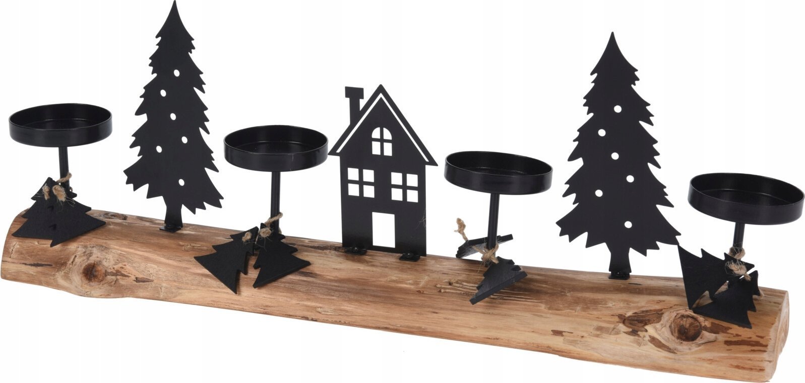 Home Styling Collection Świecznik na 4 tealighty ze scenką zimową