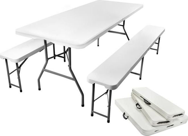 Malatec Stół ogrodowy składany 180cm + 2 ławki