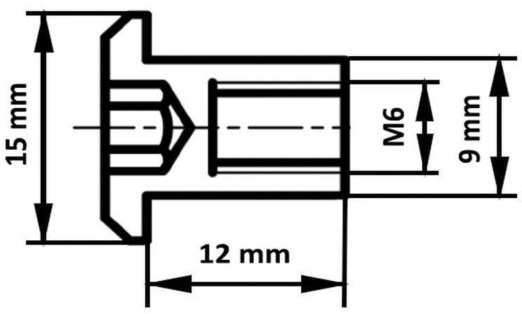 FURNITURE NUT M6X9X12 YELLOW. 20 PCS