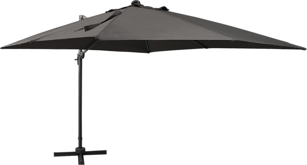 vidaXL Parasol wiszący z lampkami LED i słupkiem, antracytowy, 300 cm