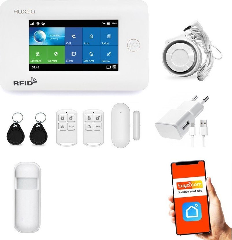 Huxgo Bezprzewodowy alarm GSM + WiFi HXA006 2G z aplikacją TUYA SMART - C1