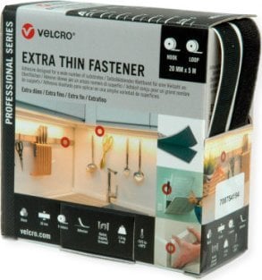 Velcro Extra Thin tape 5m taśma z haczykami 5m taśma z pętelkami, rzep 20mm czarny