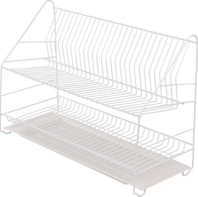 SUSZARKA DO NACZYŃ 2-POZIOMOWA 50CM BIAŁA Z TACKĄ