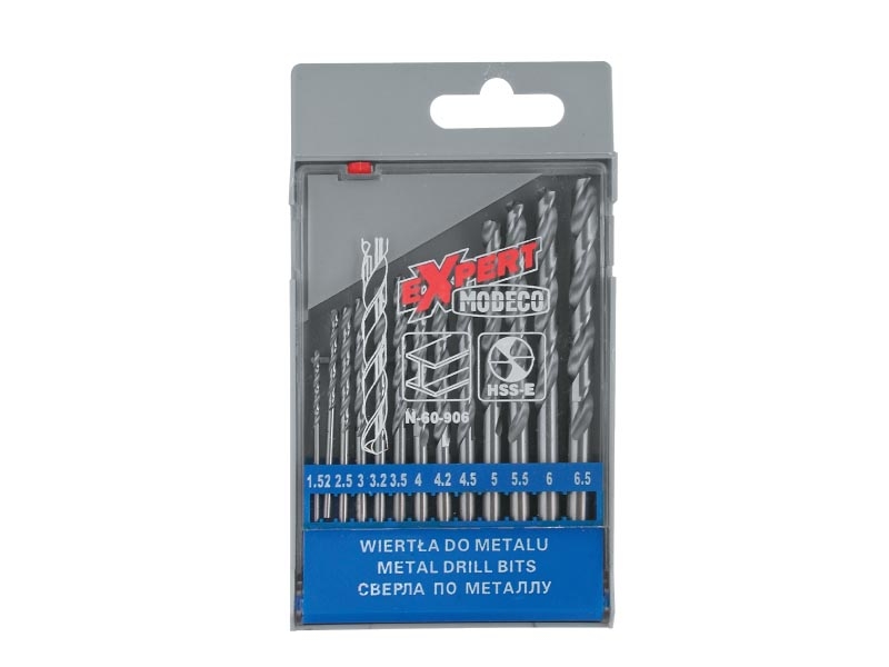 Wiertło Modeco do metalu HSS walcowe 1,5 2 4,5 4 5,5 5 3 2,5 3,5 4,2 6 3,2 6,5mm zestaw (MN-60-906)