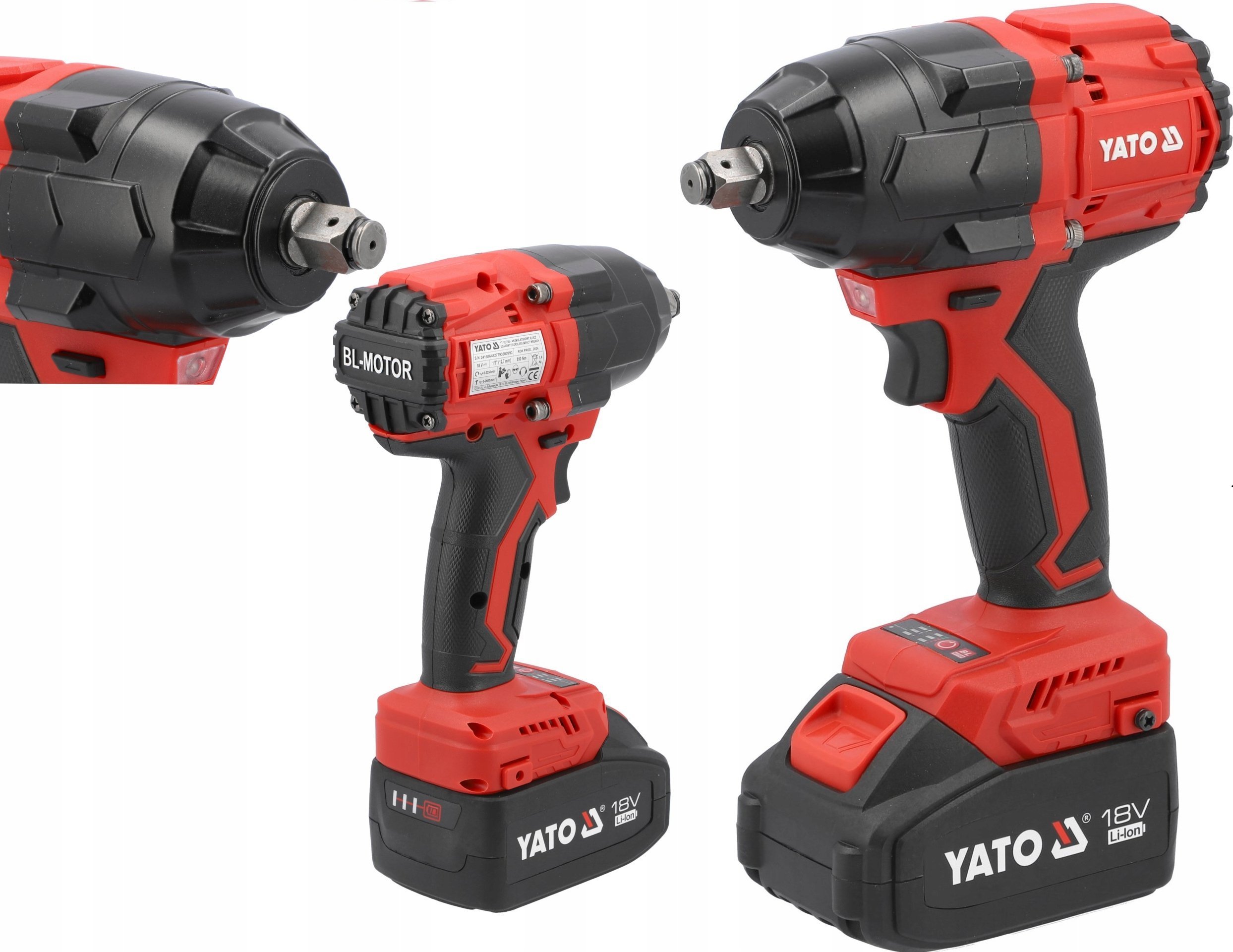 YATO KLUCZ UDAROWY BEZSZCZOTKOWY 18V 800Nm 2x4,0Ah