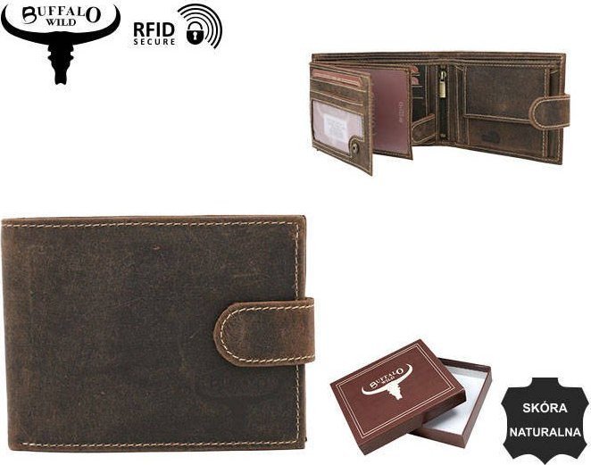 Buffalo Wild Poziomy, zamykany patką zz zatrzaskiem, ze skóry naturalnej Buffalo Wild Nie dotyczy