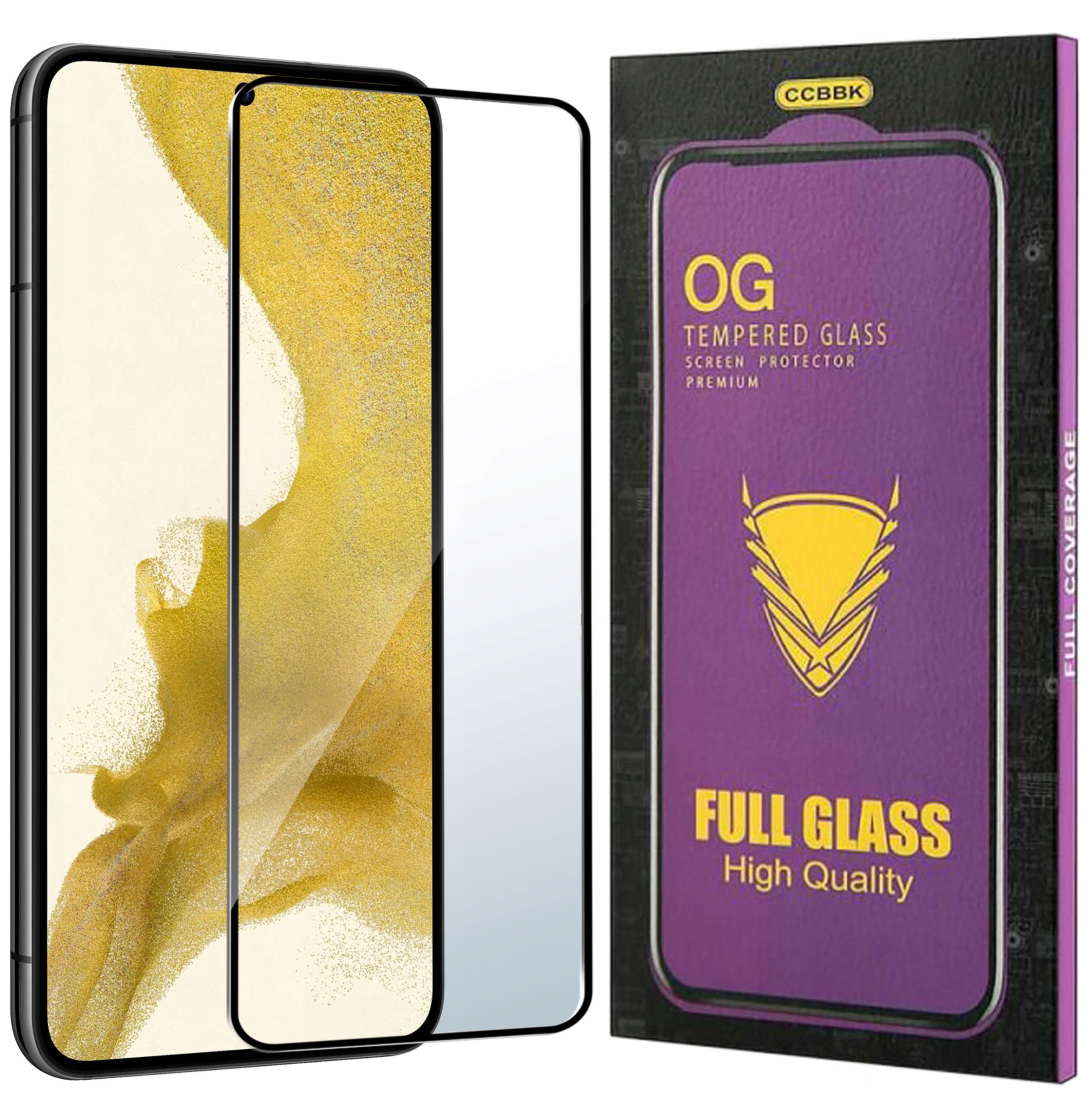 Szkło HARTOWANE 5D do Samsung Galaxy S22 Plus OG PREMIUM CAŁY EKRAN PEŁNE