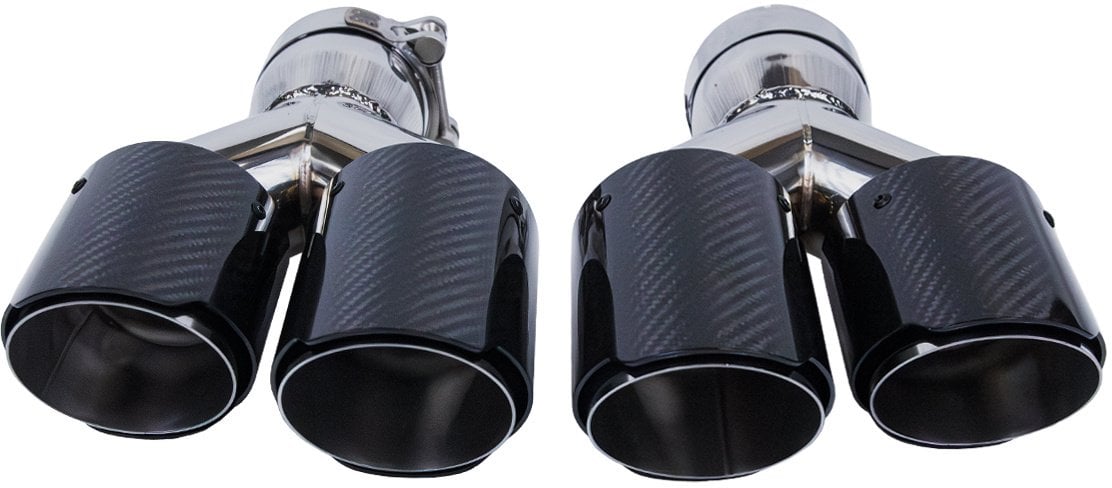 Końcówka tłumika 89mmx2 wejście 76mm Carbon Gloss Zestaw