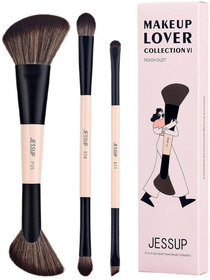 JESSUP 6-in-3 Duo-End Brush Versatility Collection zestaw dwustronnych pędzli do makijażu Peach Dust 3szt.