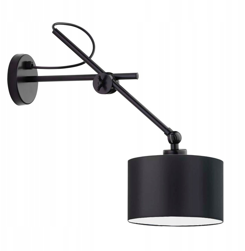 Czarny kinkiet regulowany LED do sypialni HAMILTON oprawa ścienna na wysięgniku ruchomym 45x45 cm