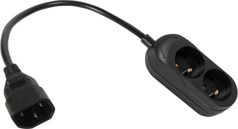 Jonex Przedłużacz do UPS 2-gniazda z/u 0,3m z wtykiem IEC C14 - PS-PCU 270