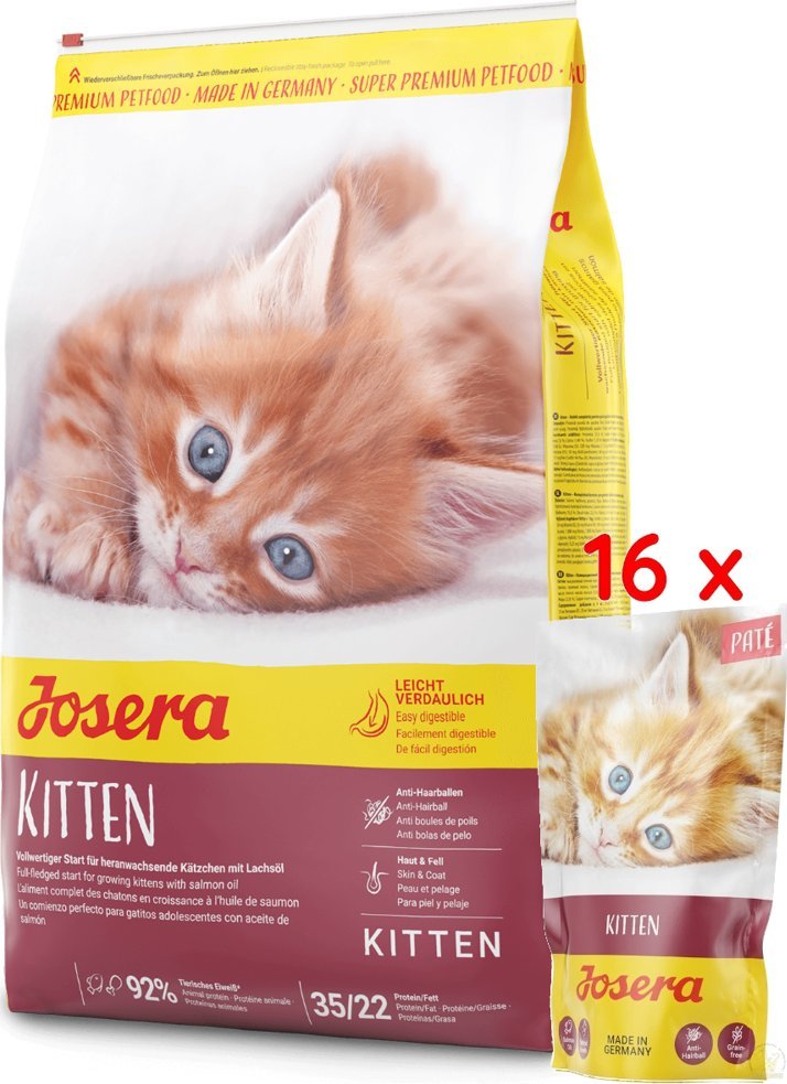 Josera JOSERA Kitten 10kg + JOSERA Pate Kitten z olejem z łososia 16x85g