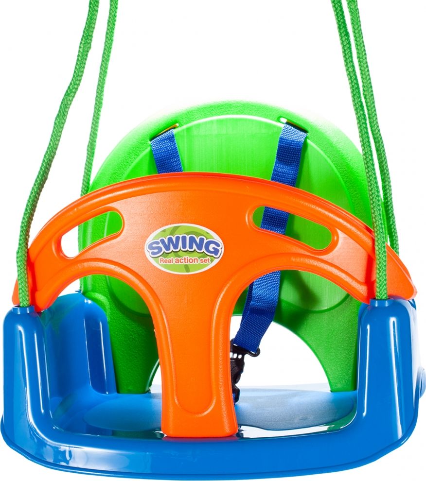 Huśtawka MalPlay HUŚTAWKA DZIECiĘCA OGRODOWA Z SZELKAMI 3W1
