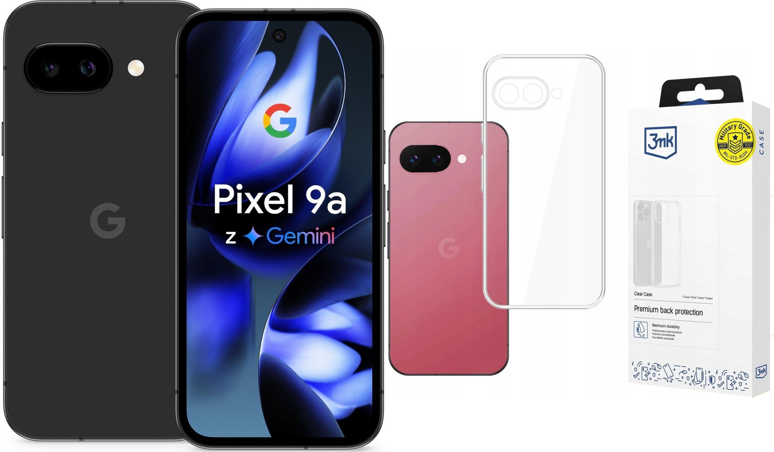 Smartfon Pixel 9A 5G 8/256GB Czarny (GA09566-GB) + Etui Clear Case