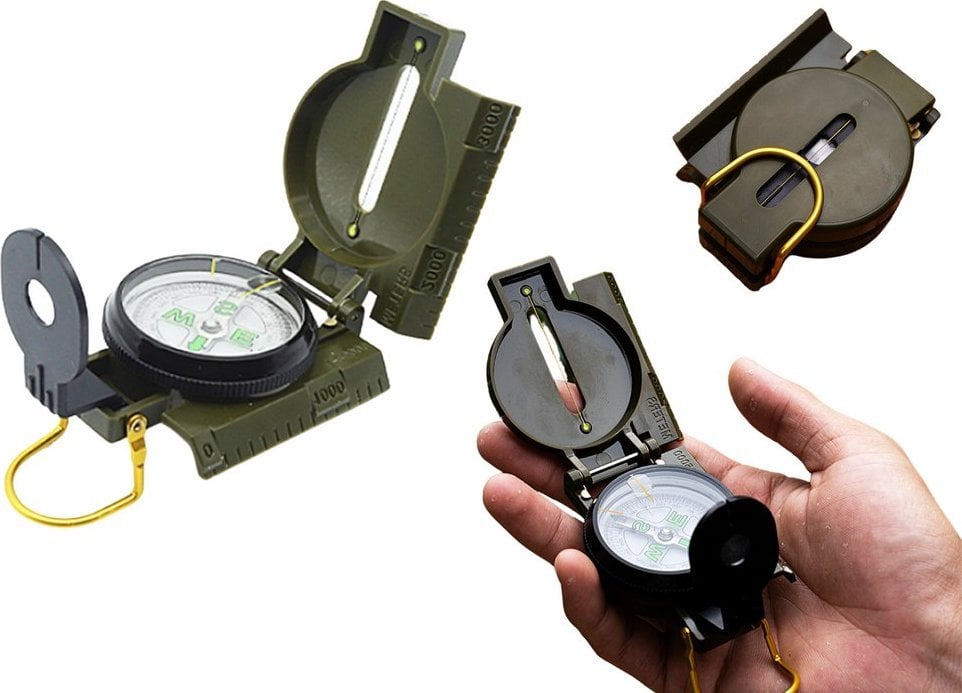 Kompas Turystyczny Busola Miarka Fluorescencyjne Wskazówki Aluminiowy LEAN