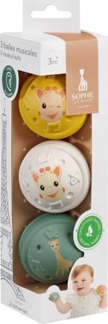 Vulli zestaw zabawek rozwijających słuch, HEARING, zielony, biały, żółty, 3 miesiące+, 3 szt., 010504