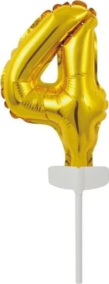 AMSCAN Balon foliowy mini cyfra 4 złota 8x12cm