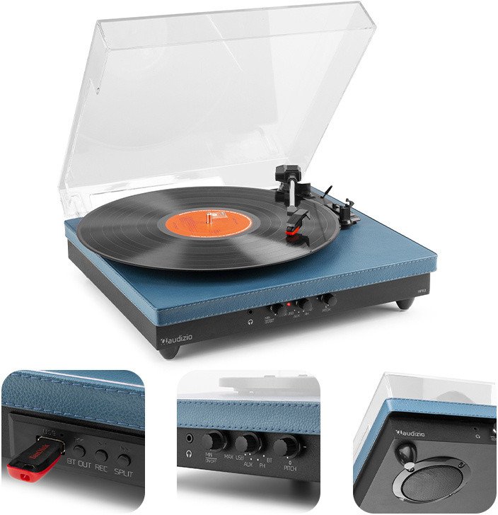 Gramofon RP113D Audizio wejście/wyjście BT niebieski+ winyl one size