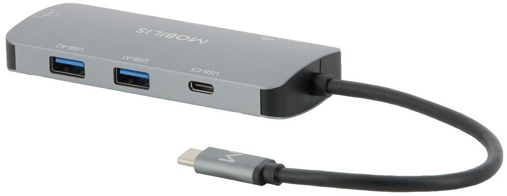 Mobilis 001382 stacja dokująca Przewodowa USB 3.2 Gen 1 (3.1 Gen 1) Type-C Czarny, Szary