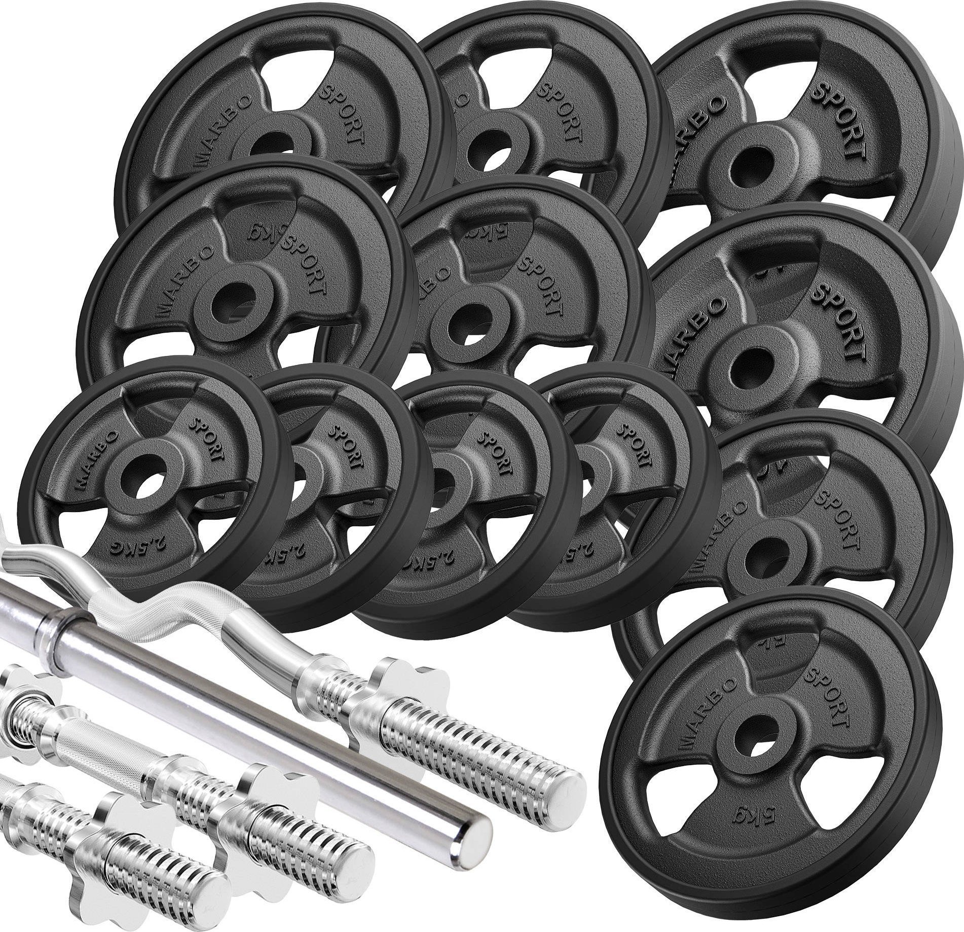 Zestaw gryfów i obciążeń gumowanych 83 kg - Marbo Sport