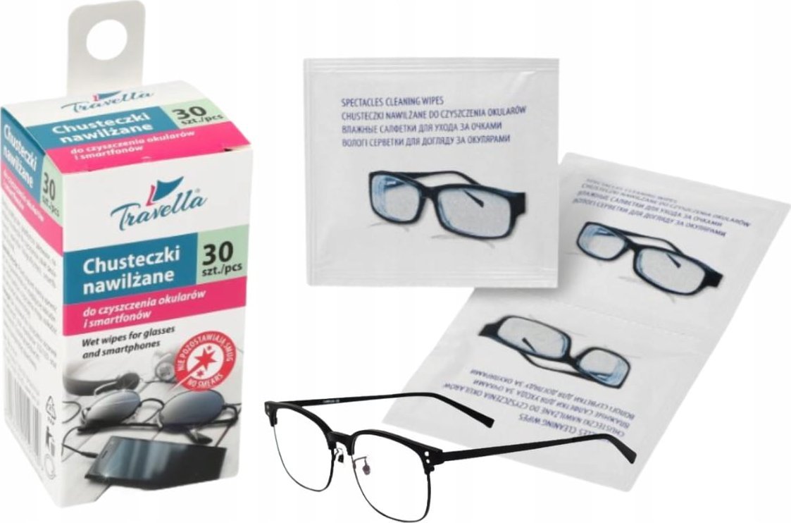 Ravi Chusteczki nawilżane do czyszczenia okularów i telefonów 30 sztuk