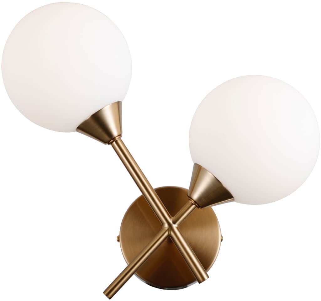 Lampa na ścianę Evora WL-55342-2-HB Italux kule mosiądz biały