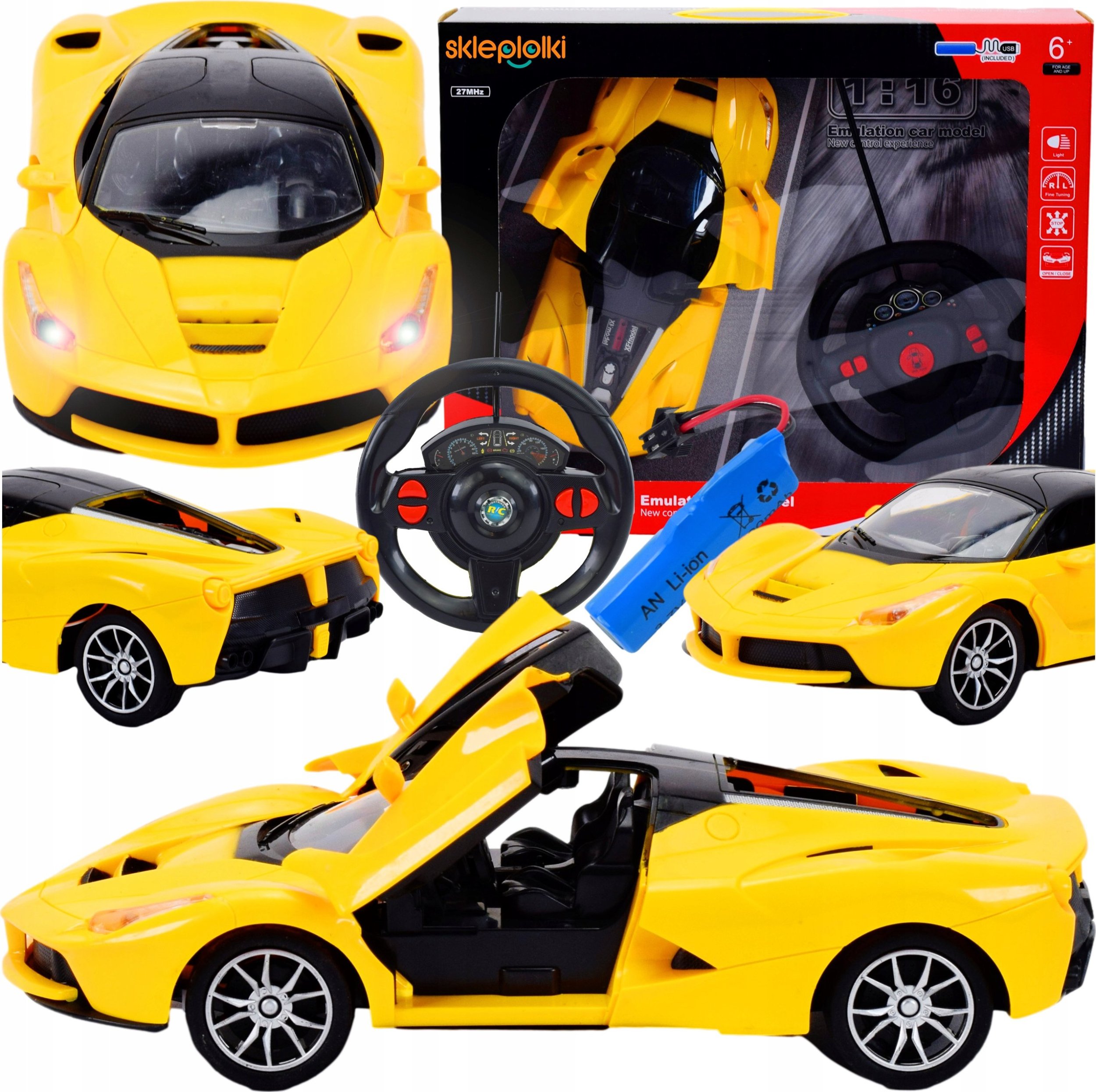 Skleplolki AUTO SPORTOWE SAMOCHÓD RC ZDALNIE STEROWANE NA PILOT ŚWIECI DŹWIĘK + AKU