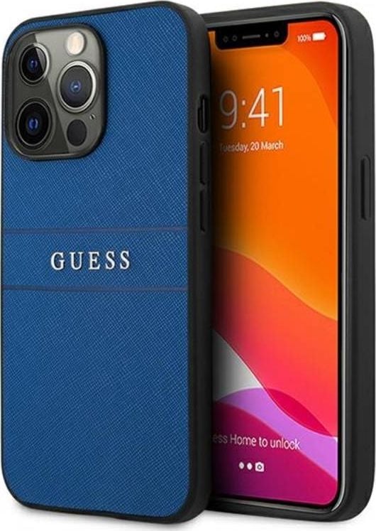 Guess Etui GUHCP13XPSASBBL Apple iPhone 13 Pro Max niebieski/blue Saffiano Strap